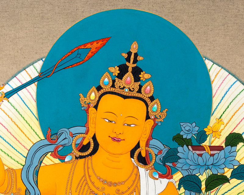 Manjushri Buddha Thangka | Traditionally Hand Painted Wisdom Deity