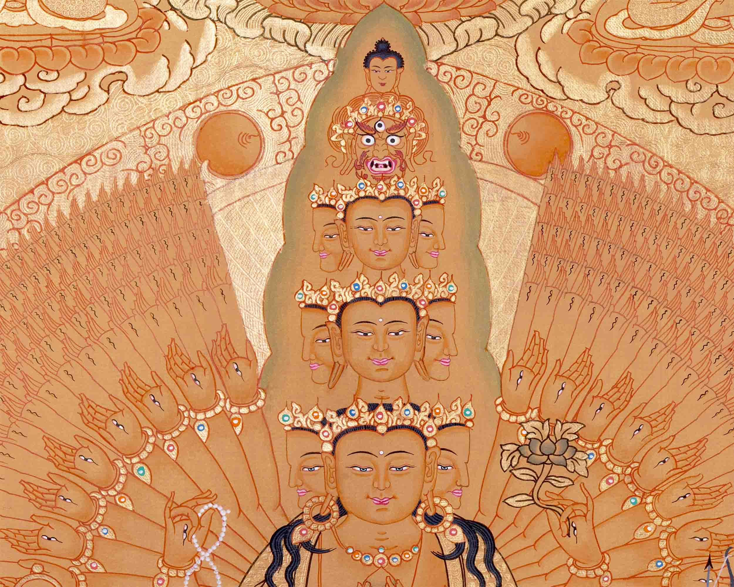 1000 Armed Avalokiteshvara Thangka Art | Tibetan Buddhist Painting