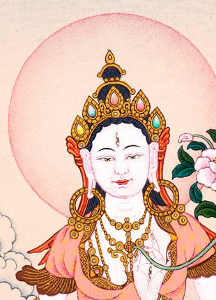 Mini White Tara Thangka | Traditional Tibetan Art