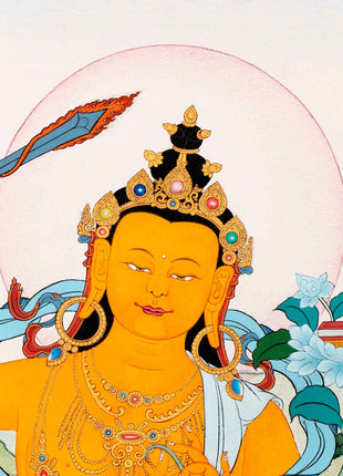 Bodhisattva Manjushri Thangka | Traditionally Hand Painted Buddhist Art