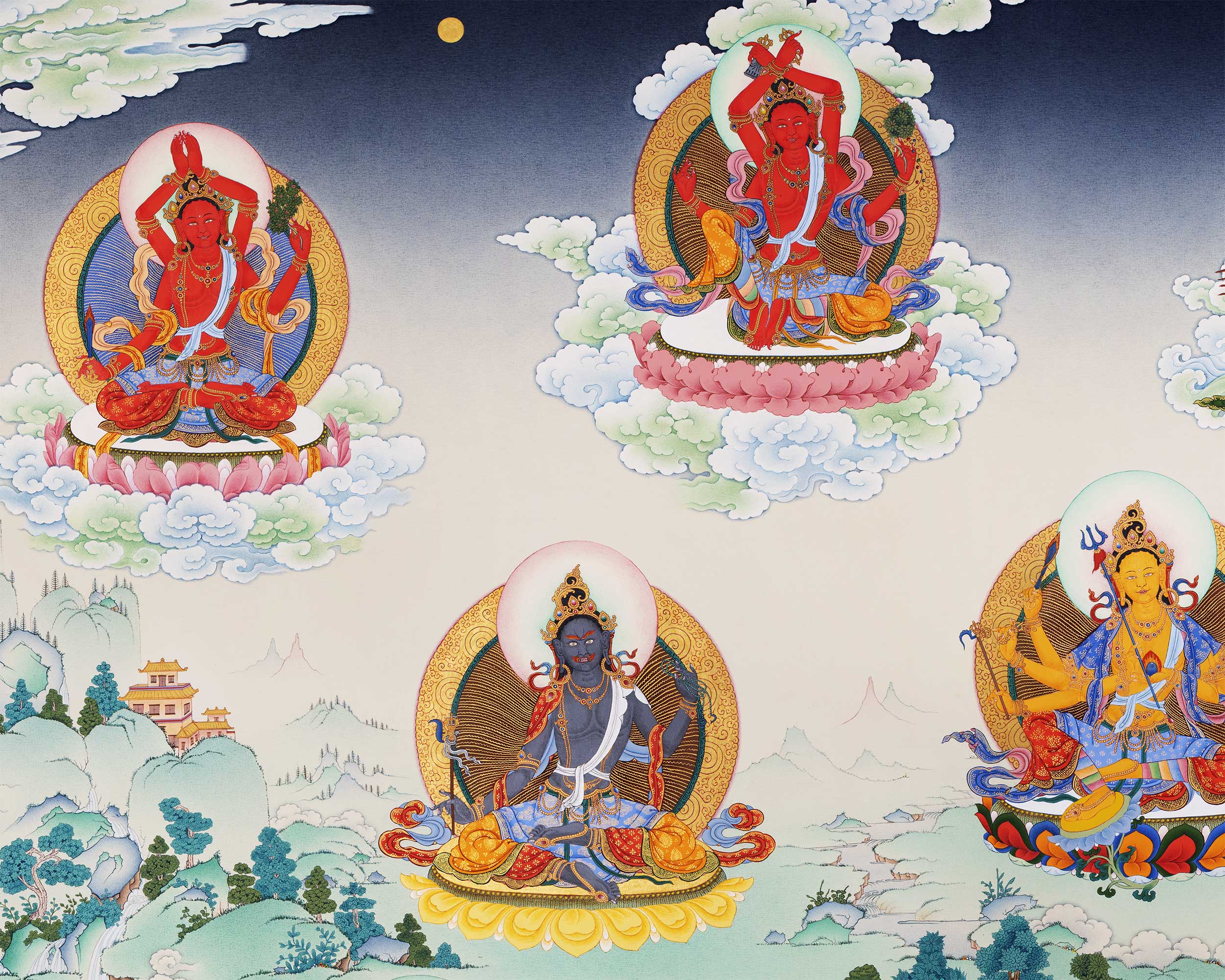 21 Taras Surya Gupta Thangka Print | Himalayan Taras High-Quality Giclee On Cotton Canvas Art
