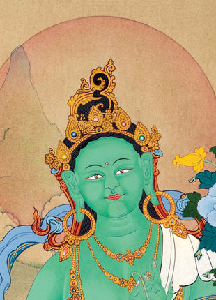 Green Tara Healing Thangka | Traditionally Hand Painted Art