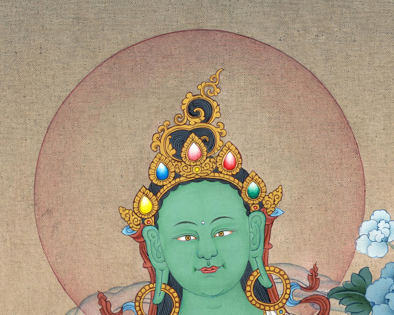 Green Tara Painting | Tibetan Thangka Painting