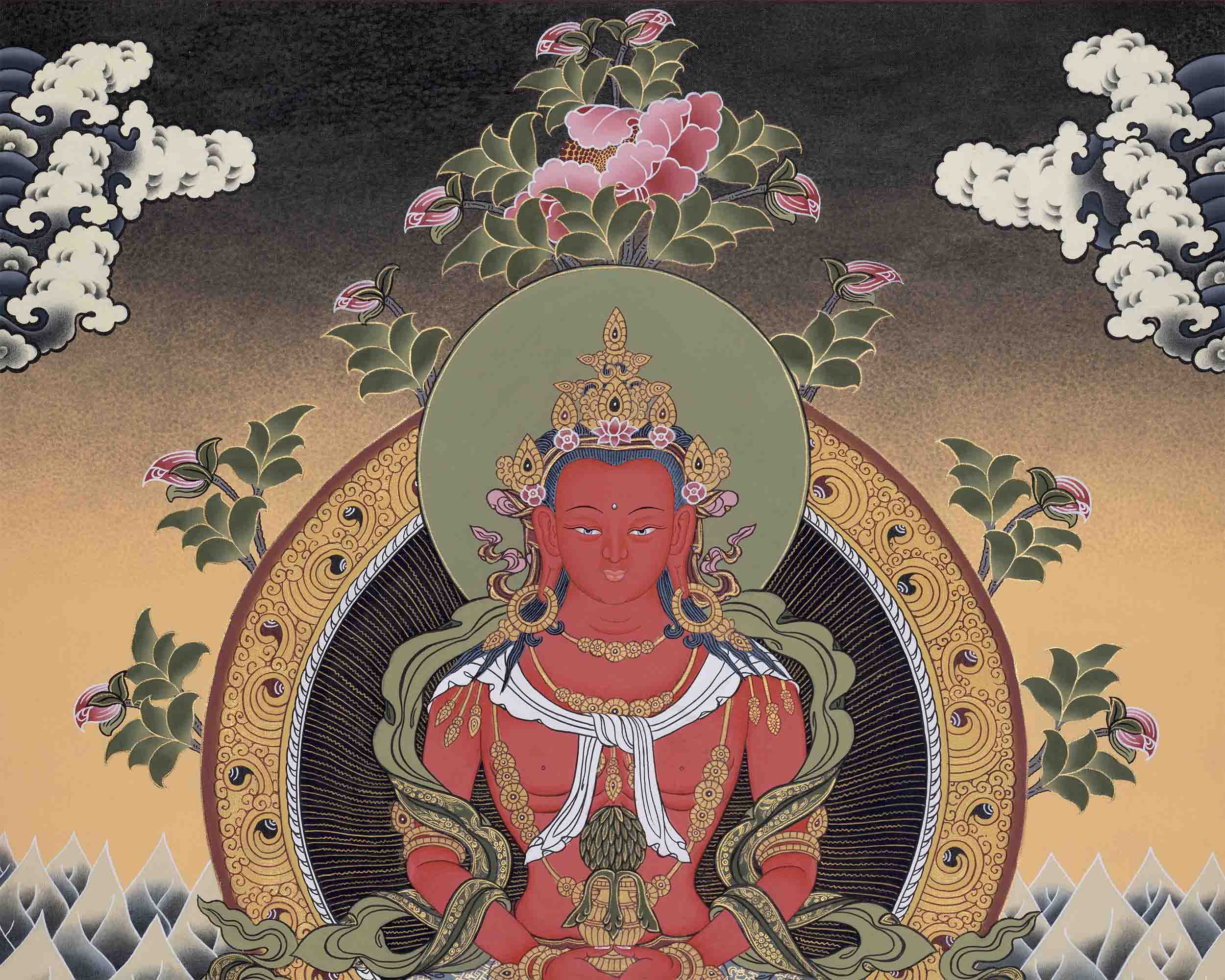 Buddha Amitayus Painted Thangka | Handmade Thangka Painting
