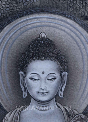 Traditional Siddhartha Gautama Drawing On Canvas | Nepali Pauba Painting Print Of Historical Buddha