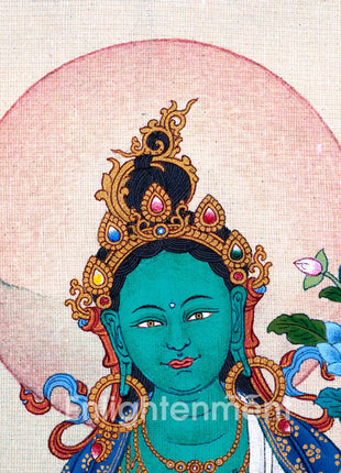 Buddha Green Tara Thangka Painting For Daily Prayers | Traditional Tibetan Buddhist Painting