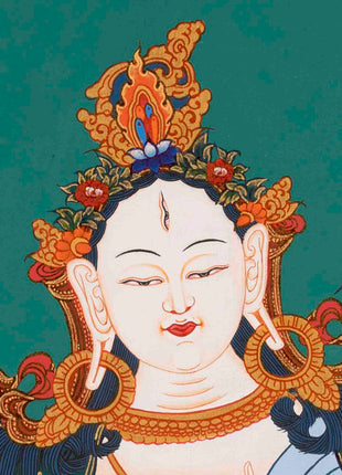 White Tara Thangka | Handpainted Female Bodhisattva | Wall Decors