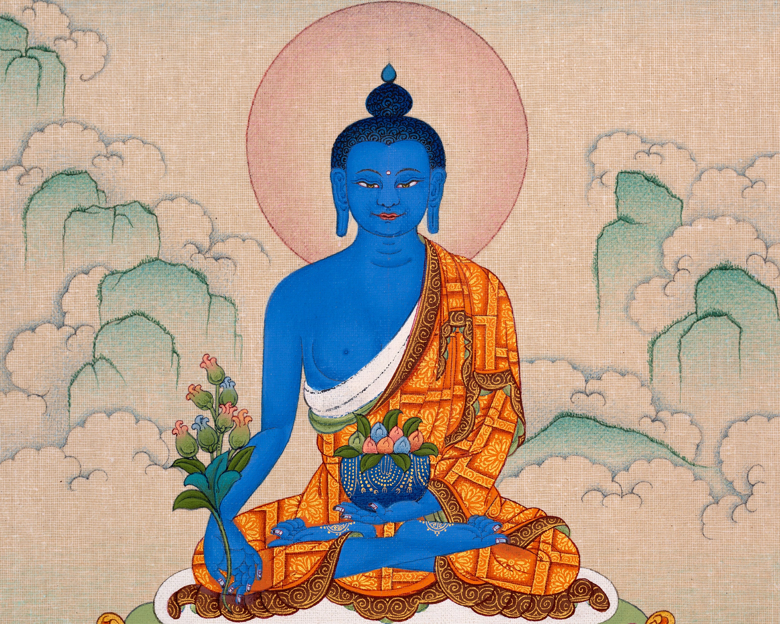 Medicine Buddha Thangka | Traditional Hand-painted Menla Thanka