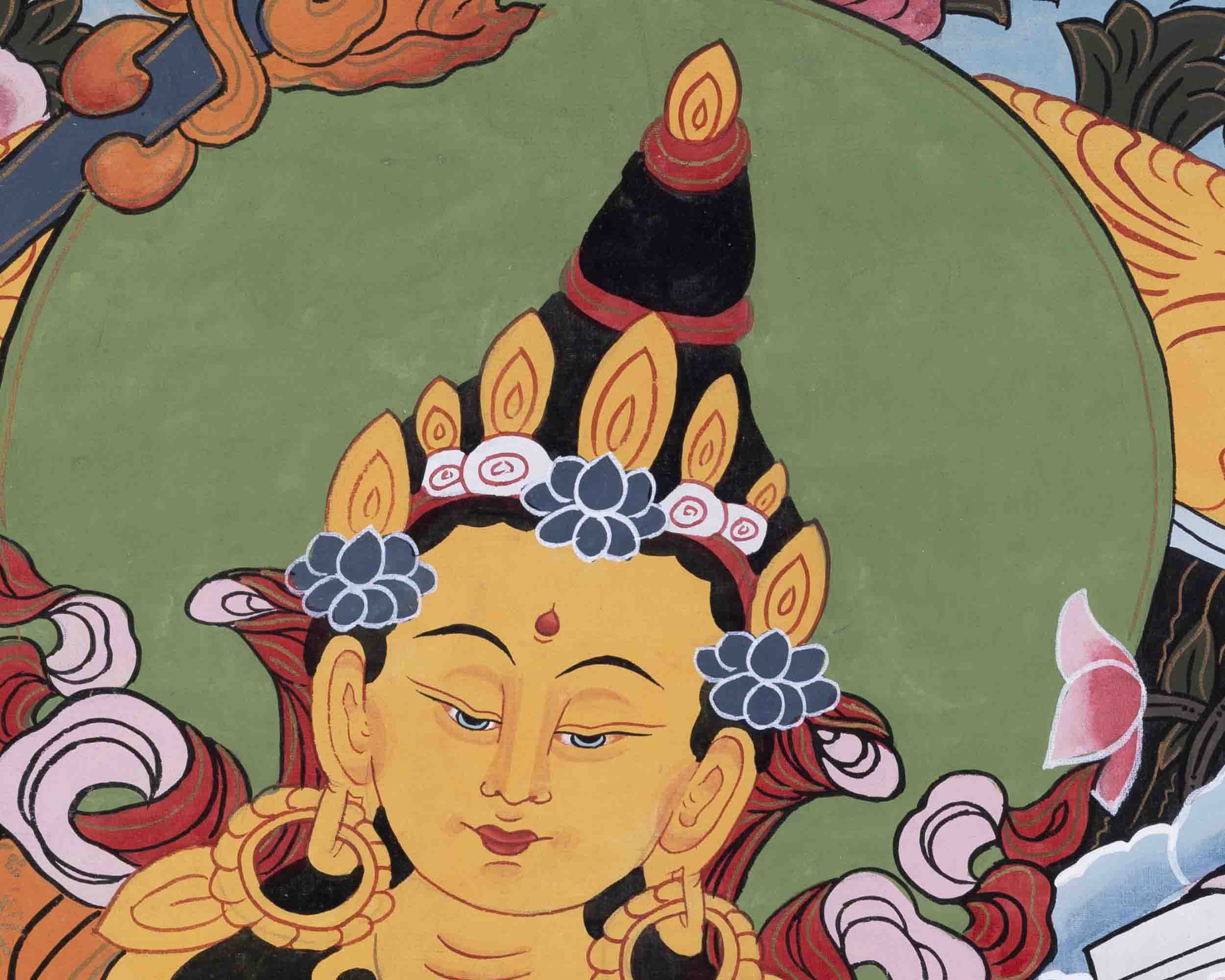 Manjushree Thangka Art | Religious Bodhisattva Thangka | Wall Decors