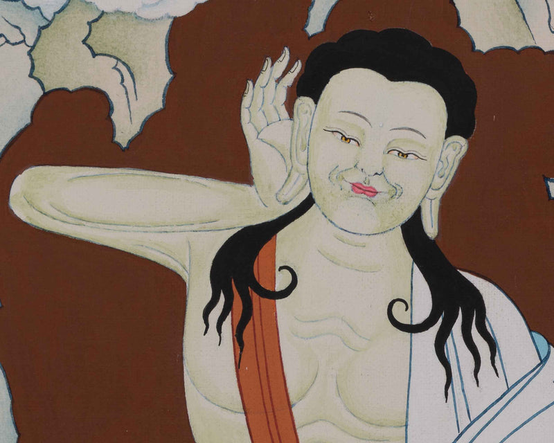 Jetsun Milarepa Hand-Painted Thangka Art | Tibetan Buddhist Master Art For Daily Practice