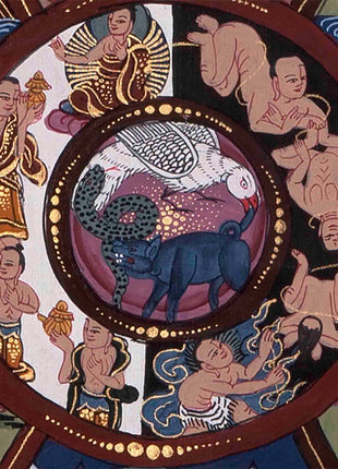 Brocade Mounted Wheel Of Life | Traditional Artwork | Wall Decors