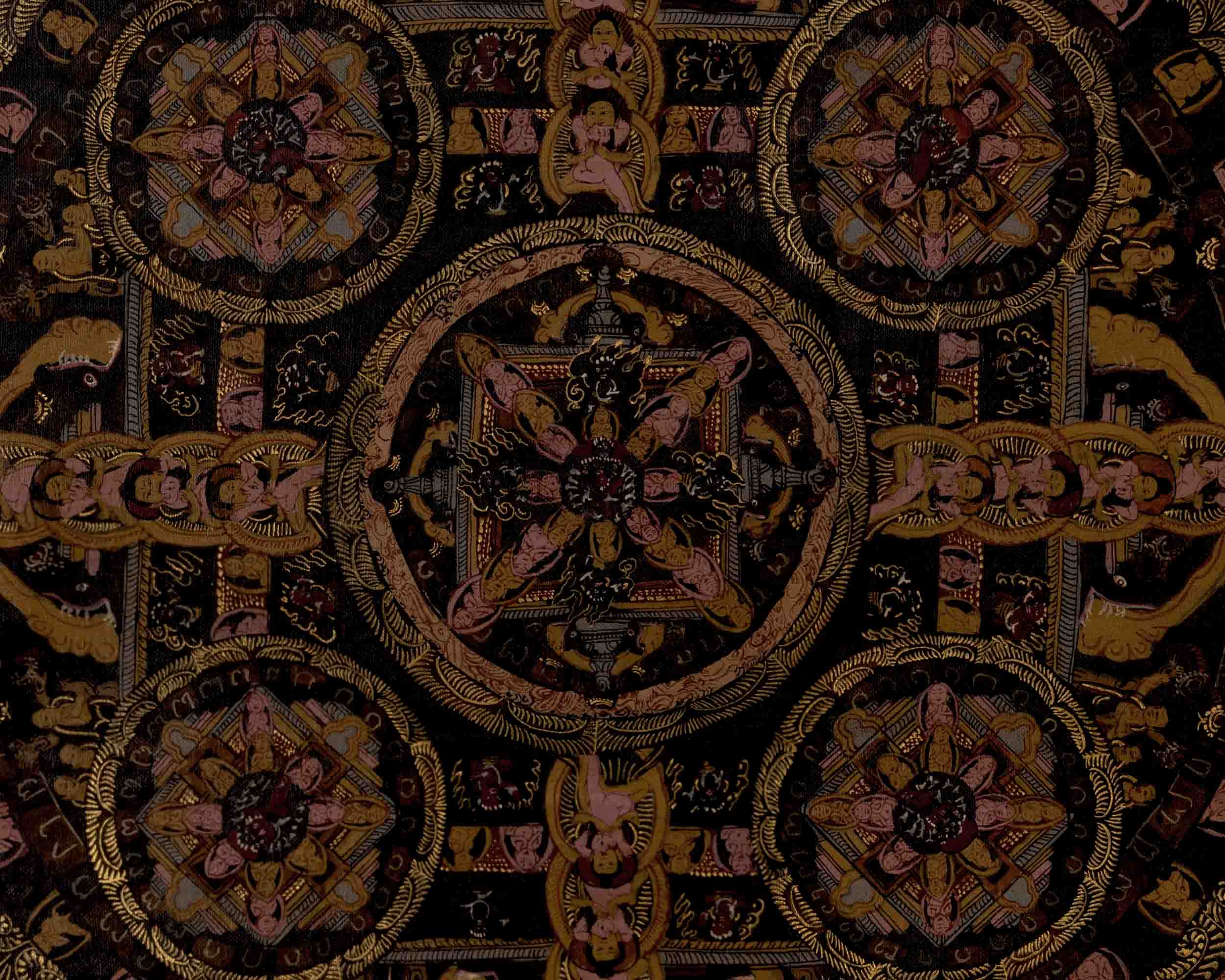 Vintage Heruka Mahakala Mandala | Religious Thangka Art | Wall Decors