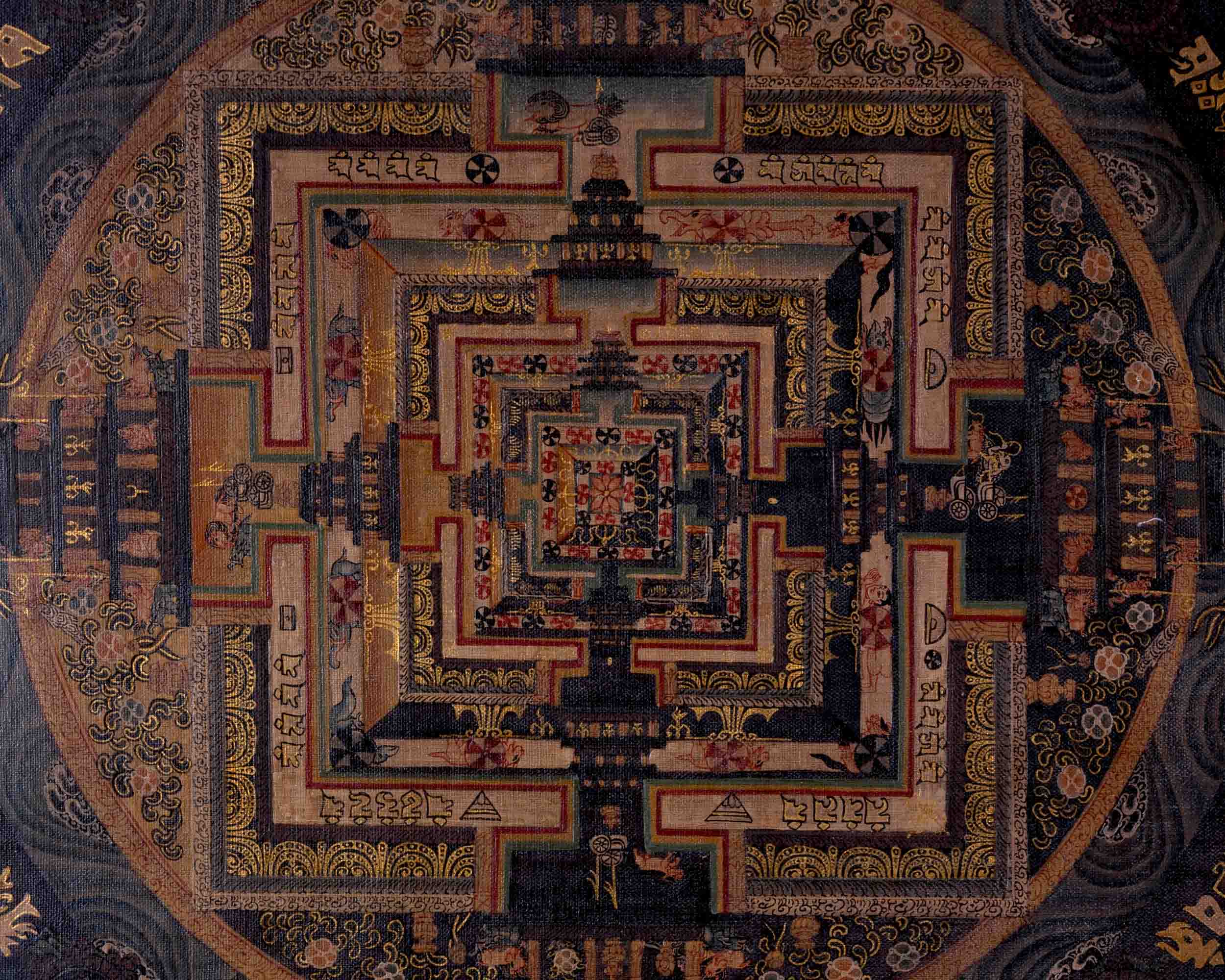 Oil Varnished Kalachakra Mandala | Traditional Tibetan Thangka | Wall Decors