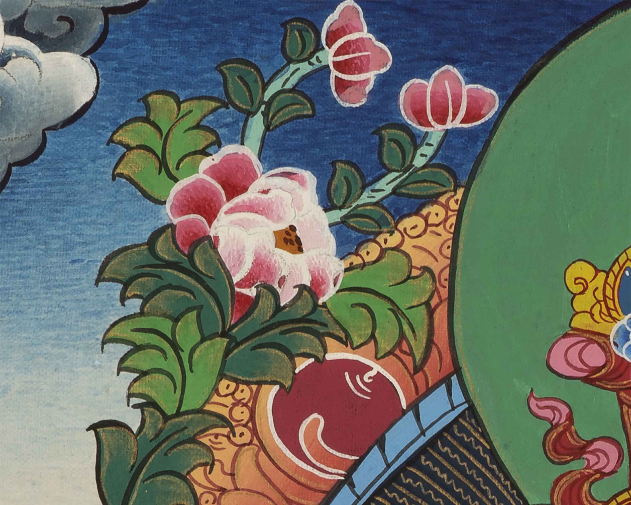 Red Amitayus Buddha Thangka | Tibetan Wall Decoration