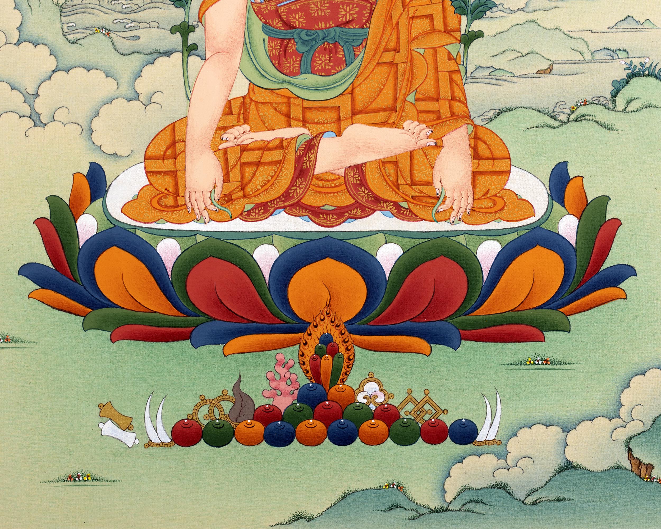 Longchenpa Thangka | Traditional Tibetan Thangka | includes brocade