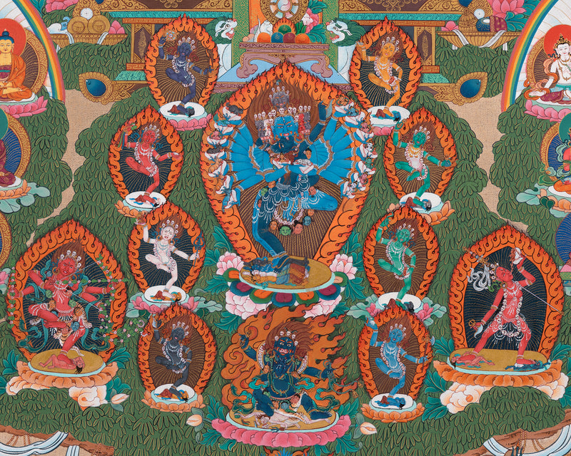 Sakya Refuge Tree Thangka | Vajradhara lineage | Tibetan Traditional Art