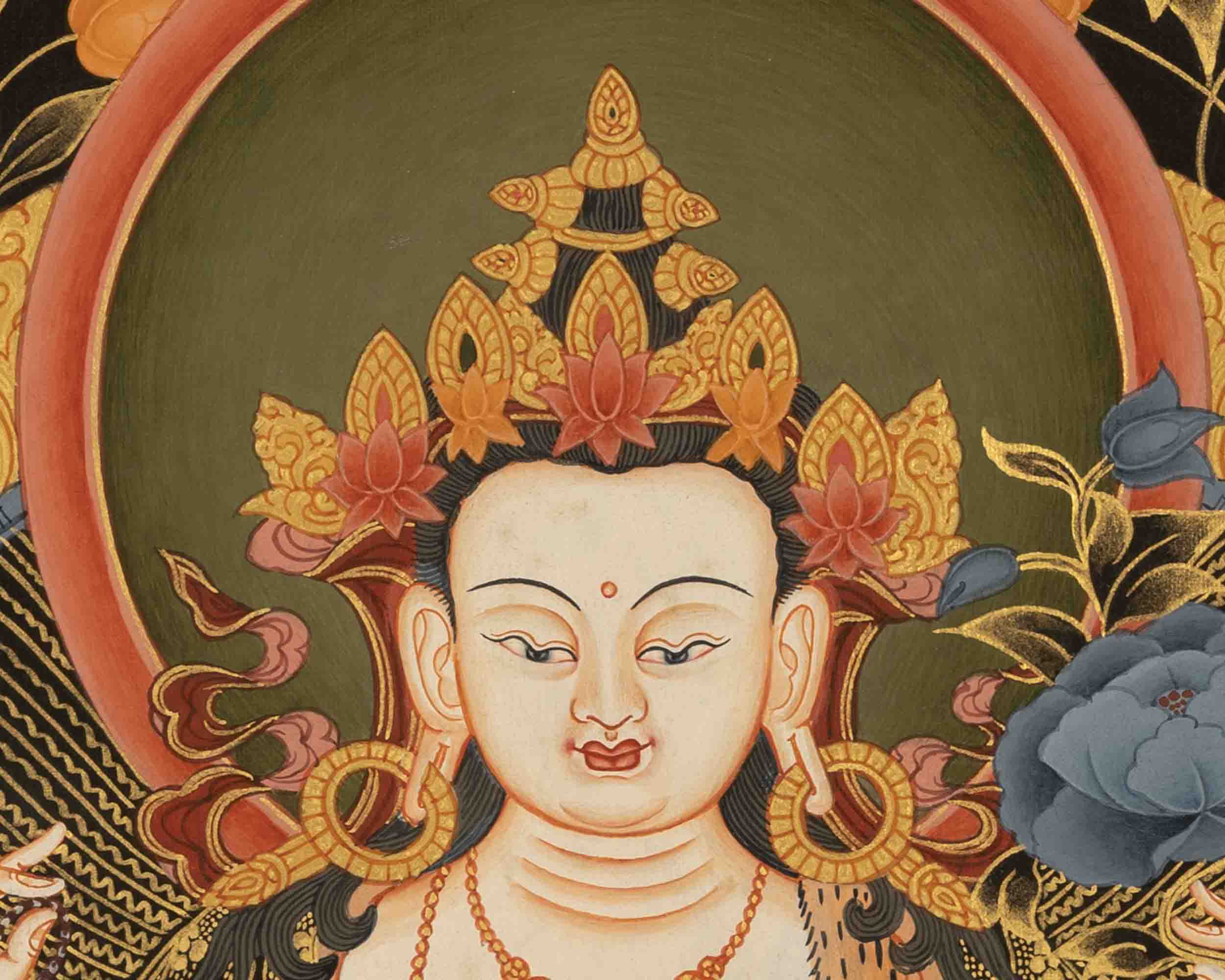 Avalokiteshvara Chenresig | Traditional Tibetan Thangka | Religious Wall Decor