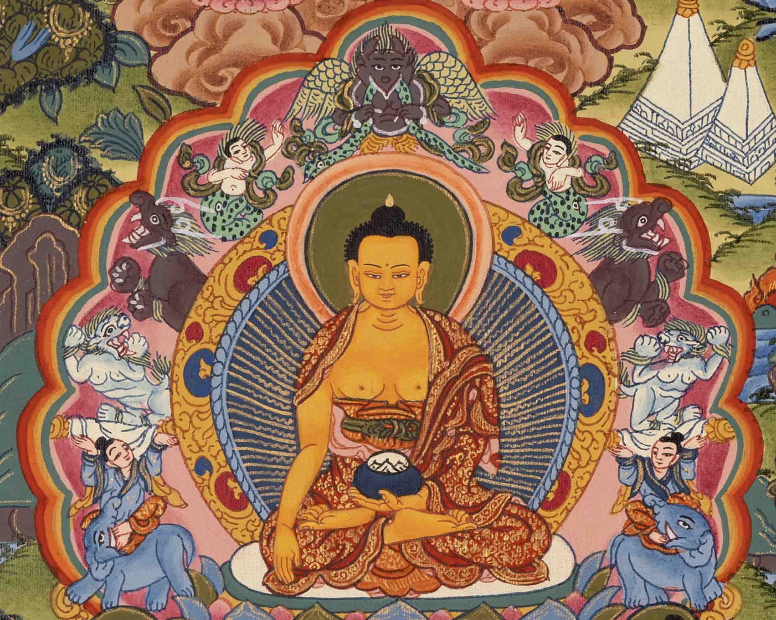 Shakyamuni Buddha Life Story | Tibetan Thangka | Wall Decor