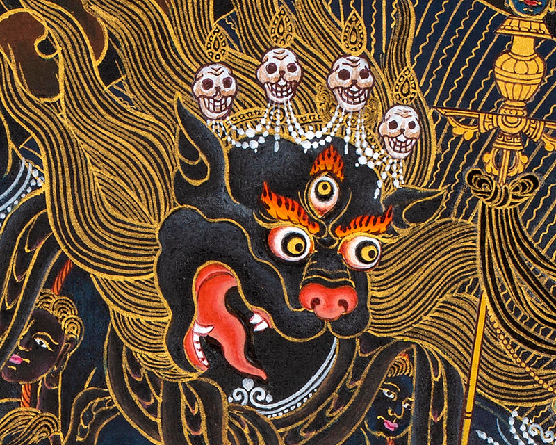 Simhamukha Thangka (Order) | Simhamukha Thangka | Black And Gold