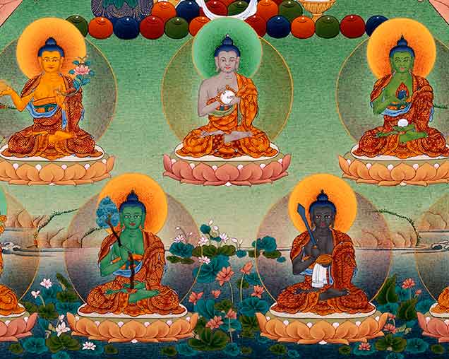 Traditionally Hand-Painted 35 Buddhas Thangka | Himalayan Tibetan Buddhist Art