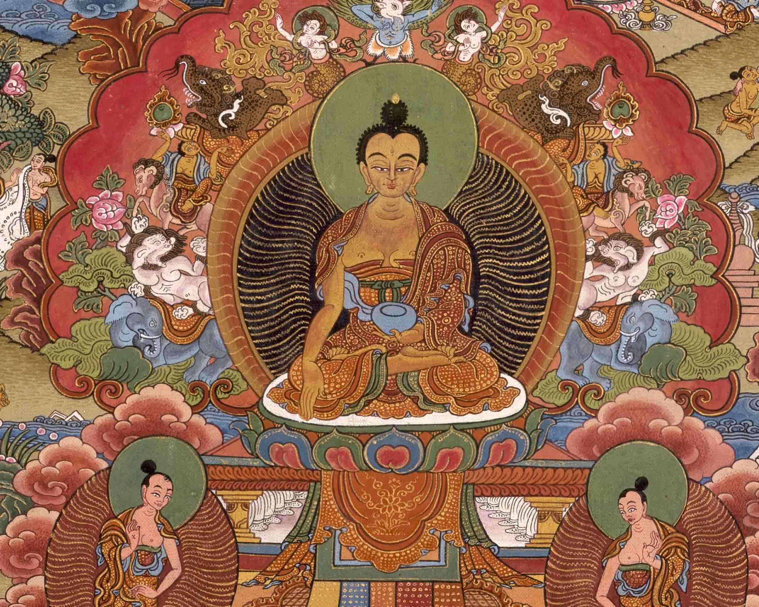 Vintage Buddha life Story Thangka | Wall Decoration Painting