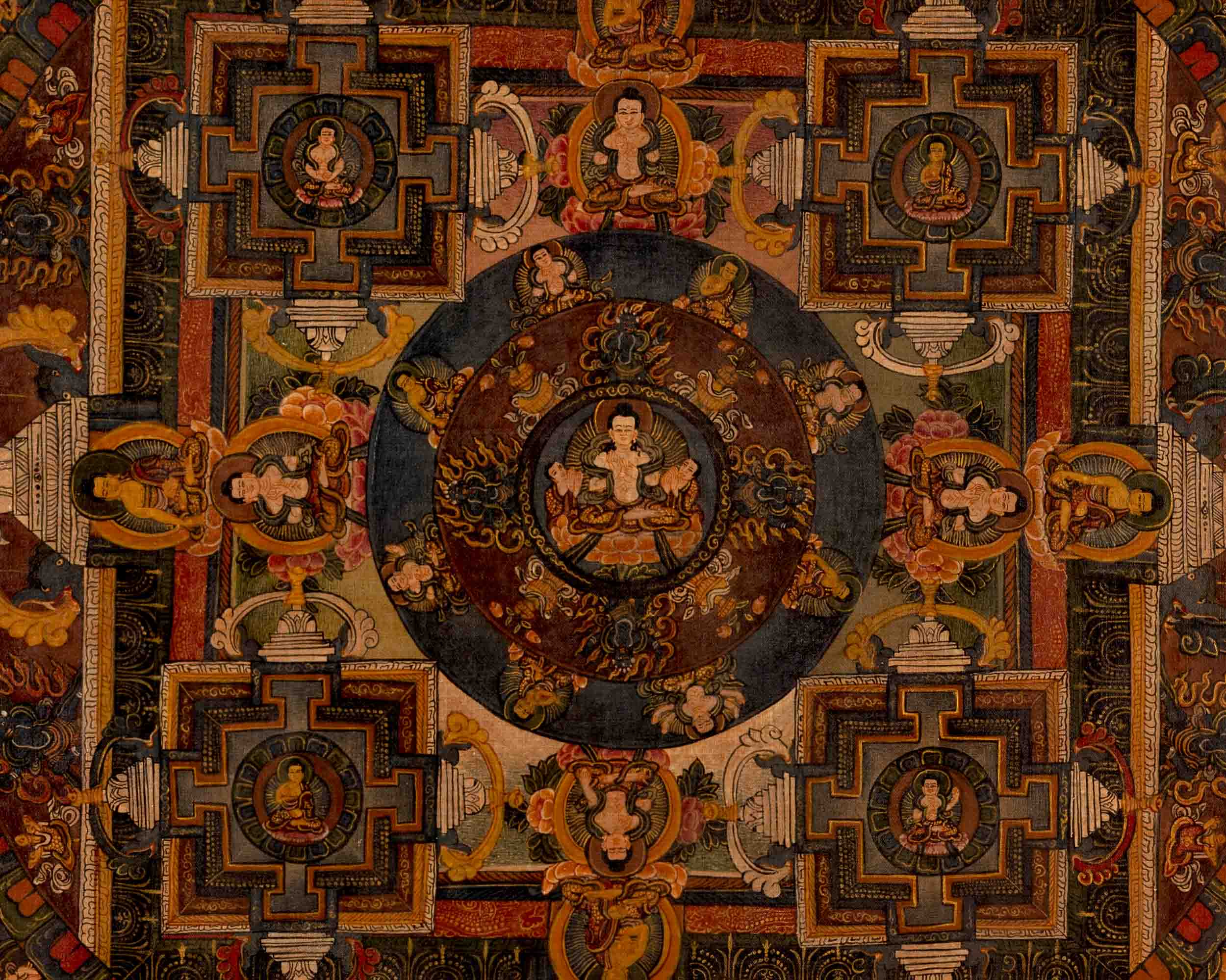 Bodhisattva Mandala Thangka | Traditional Tibetan Artwork | Wall Decors