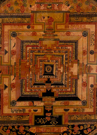 Oil Varnished Kalachakra Mandala | Tibetan Thangka Painting