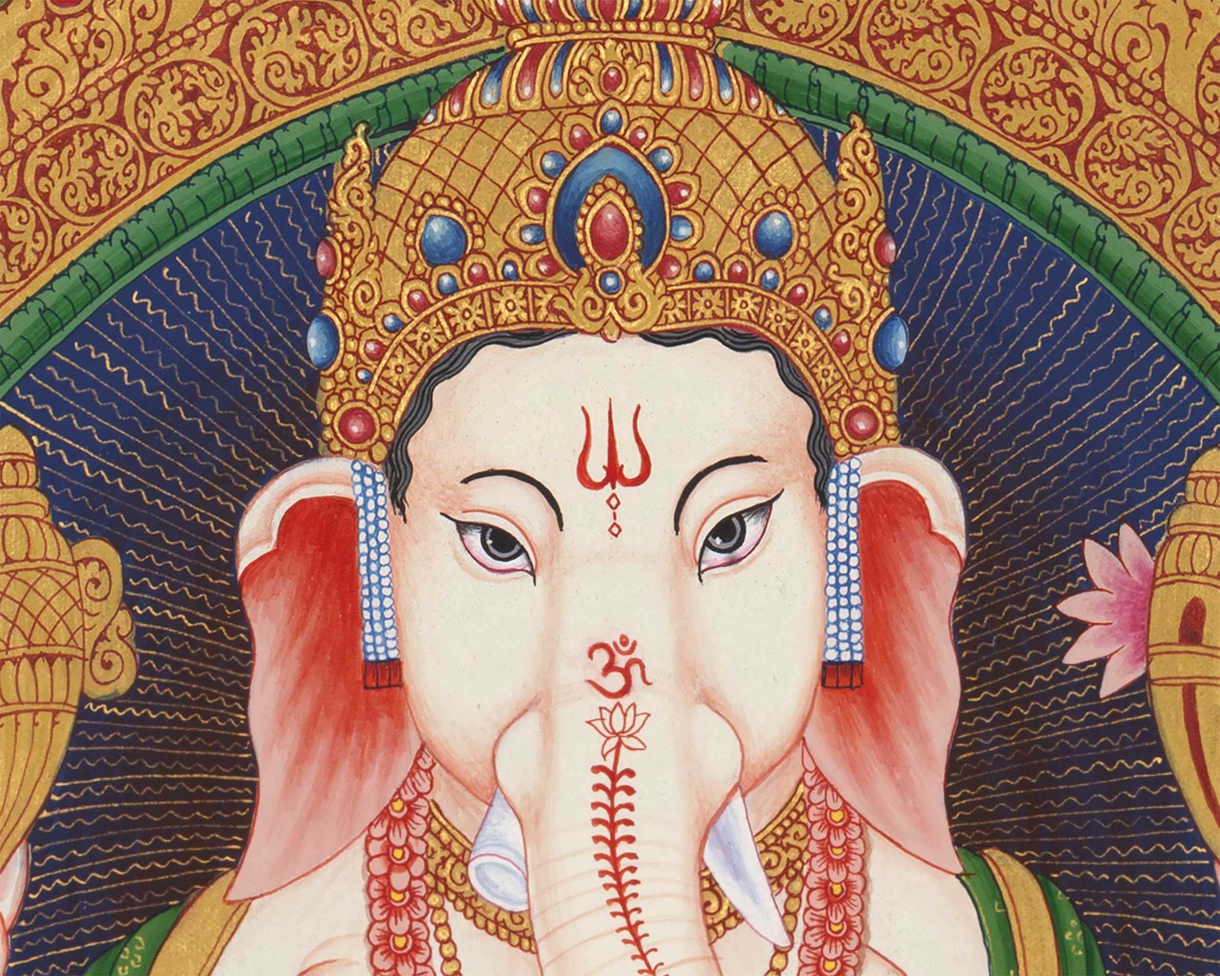 Ganesha Thangka Prints | Digital Printing | Religious Wall Decor