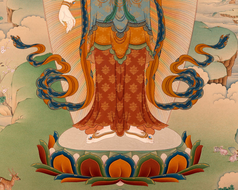 Standing Chenrezig Thangka | Bodhisattva Art Print