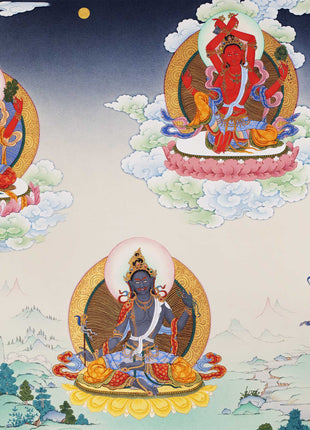 21 Tara Prayer Thangka of Mahasiddha Surya Gupta Tradition | Tibetan Hand Painted Art