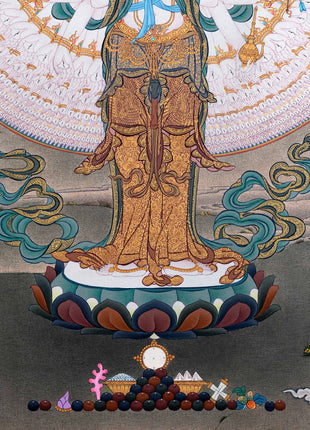 1000 Armed Avalokiteshvara Thangka Print | Traditional Tibetan Painting