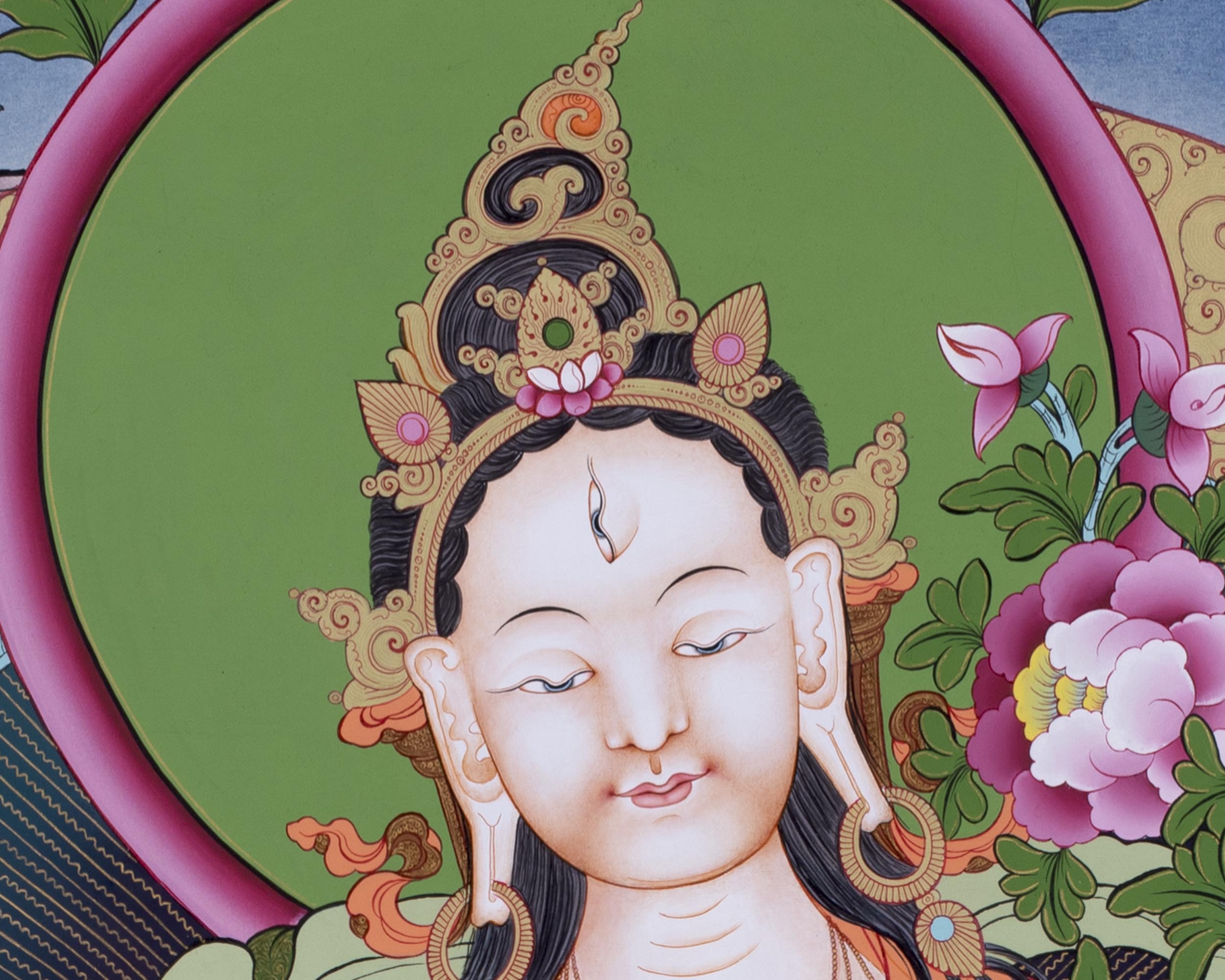 Tibetan White Tara | Hainpainted Tara Thangka