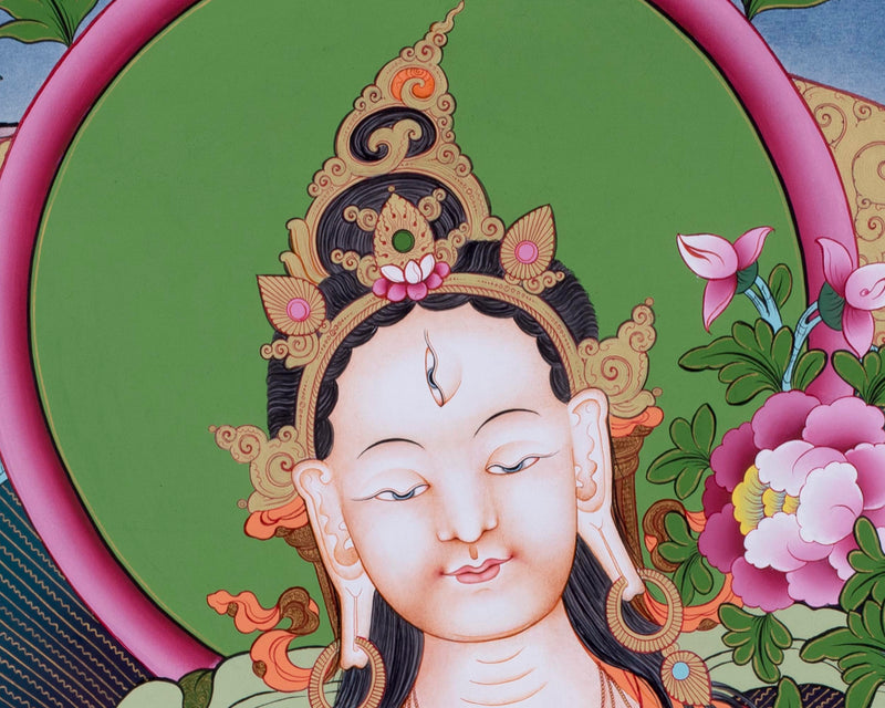 Tibetan White Tara | Hainpainted Tara Thangka