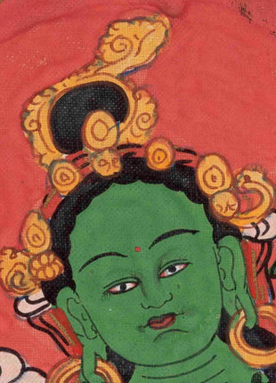 Vintage Small Size Green Tara | Meditation Object Thangka
