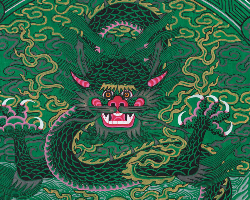 Dragon Thangka | Traditional Tibetan Painting | Wall Hanging Decoration