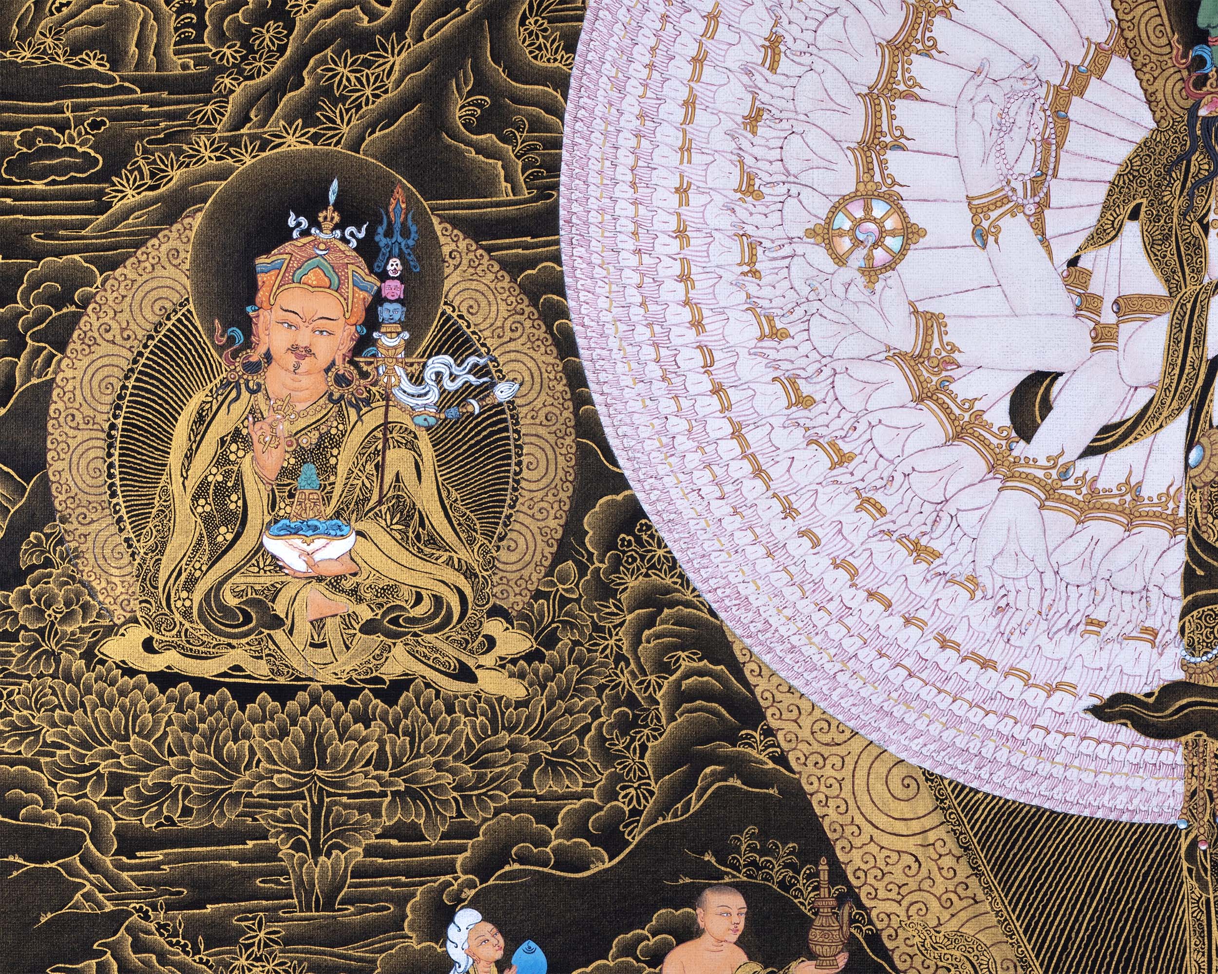 1000 armed Avalokiteshvara with Bodhisattva Thangka | Tibetan Art Prints