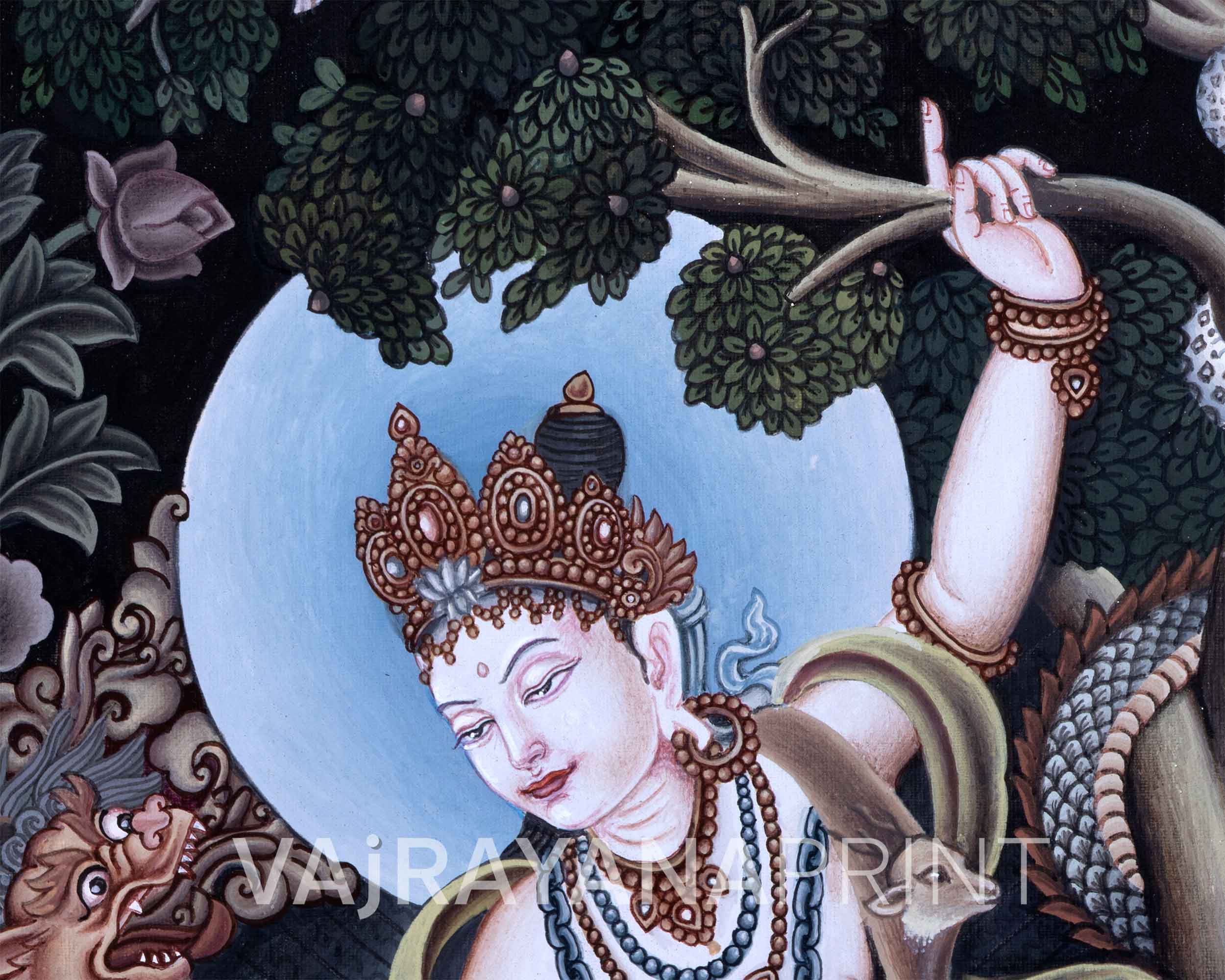 Arya Avalokiteshvara Digital Pauba Print | Chenrezig The Bodhisattva Of Compassion Art For Room Decoration