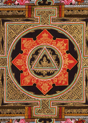 Meditative Mandala Thangka | Traditional Tibetan Art | Wall Decors