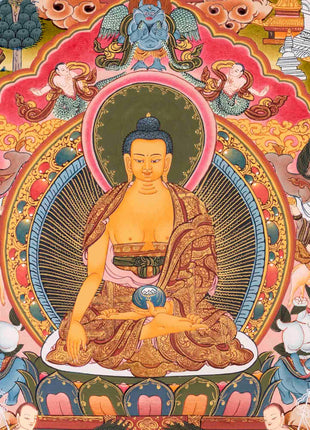 Buddha life Story | Vintage Original Hand-Painted Thangka