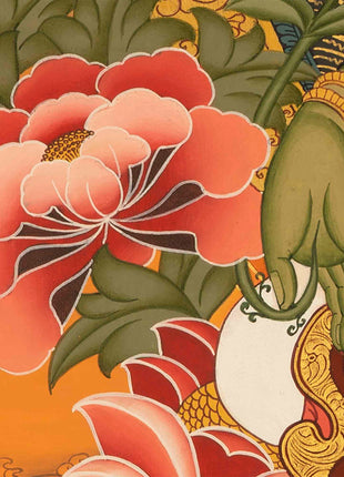 Green Tara Thangka | Female Bodhisattva Wall hanging Painting