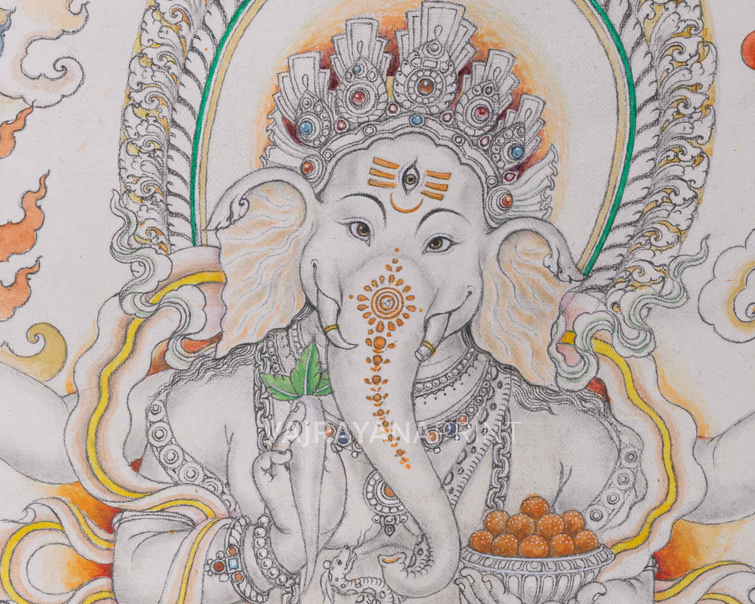 Jai Ganesh Aarti Print As Spiritual Room Decor  | Deity Of Remover Of The Obstacles