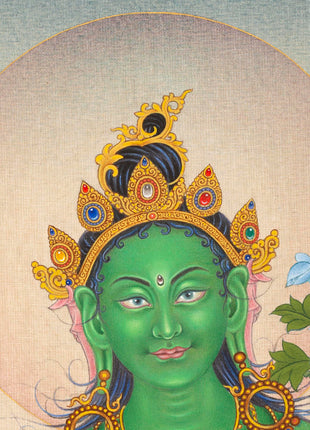 Green Tara Mantra Practice Giclee Print | Himalayan Tibetan Thangka Print Of Mother Tara