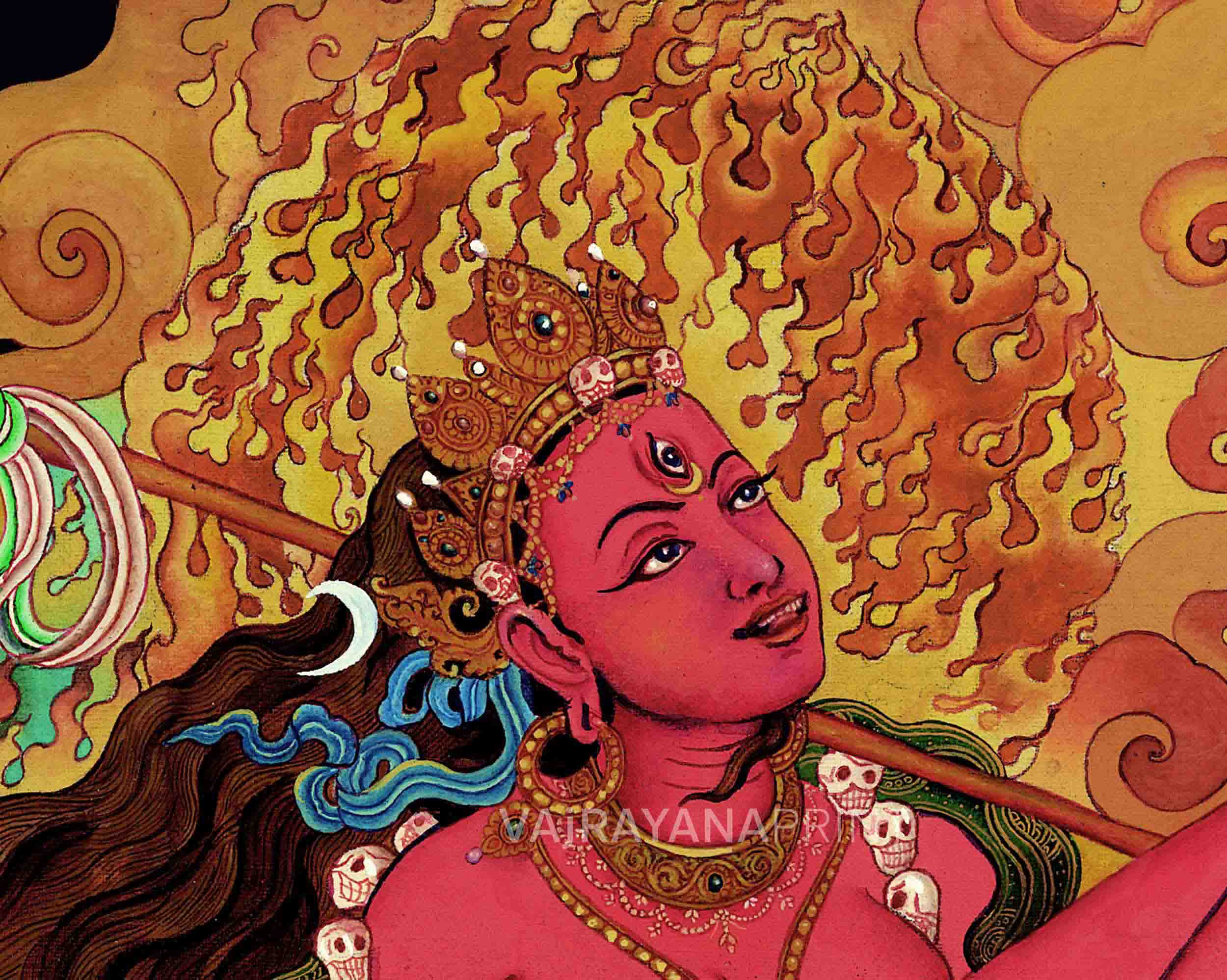 Red Dakini Vajrayogini Thangka Print | Buddhist Female Dakini Thangka Print