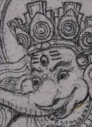 Canvas Drawing Of Ganesha High-Quality Print | Armed Lord Ganesh On Stencil For Wall Decor