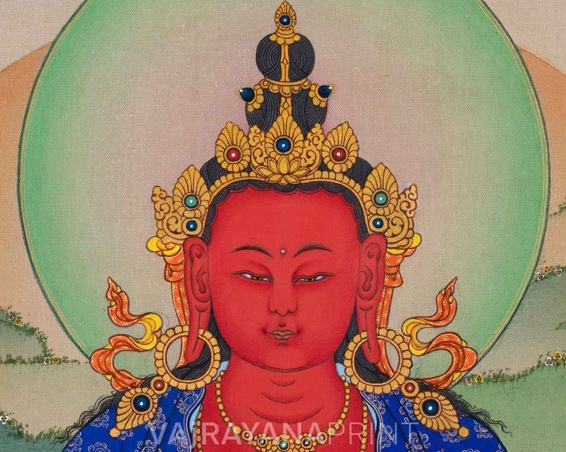 The Buddha of Long Life, Amitayus Print | Traditional Tibetan Poster For Wall Decoration