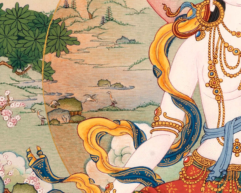 White Tara Goddess Thangka | Tibetan Art of Female Bodhisattva