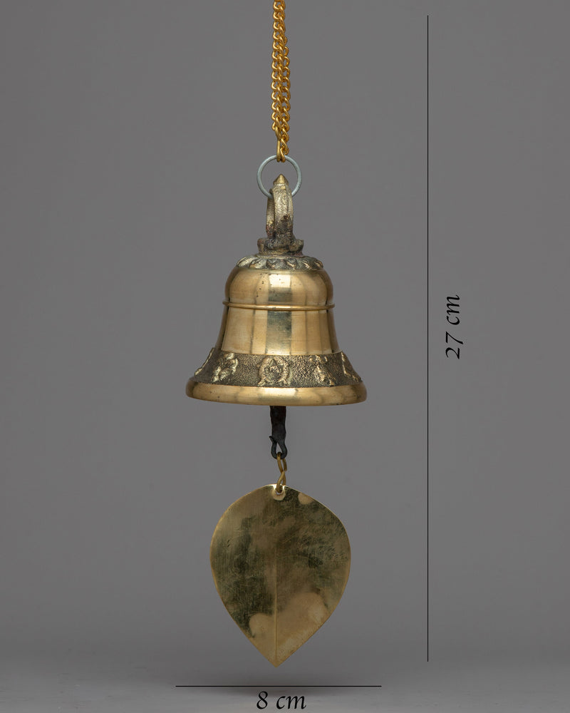 Handcrafted Brass Hanging Bell with Chain | Decorative Wind Chimes for Home Decor | Thoughtful Housewarming Gift