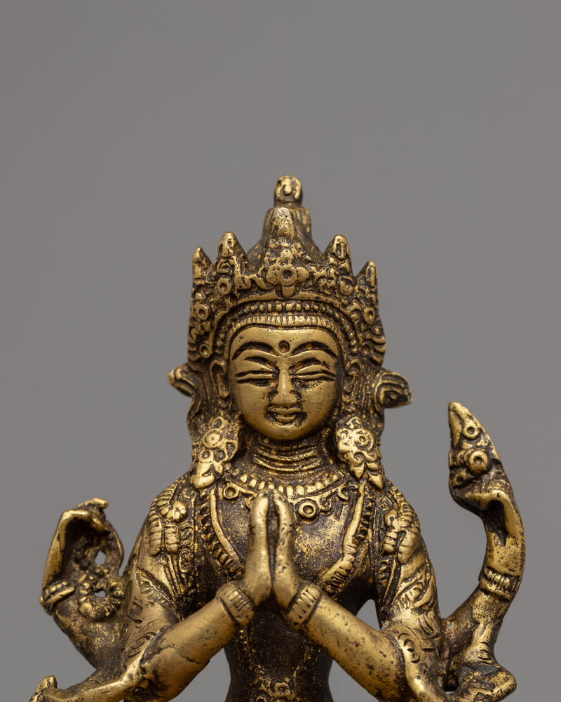 Chenresig Brass Statue | Divine Bodhisattva Sculpture for Spiritual Harmon