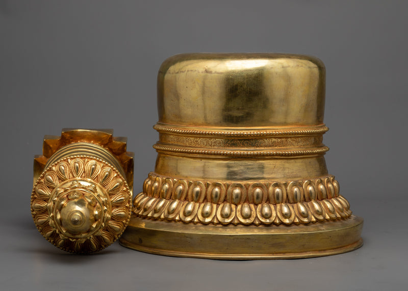 Golden Stupa Statue | Luxurious Spiritual Decor Piece