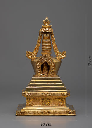 Traditional Stupa Statue | Artisan Crafted Symbol of Buddhist Wisdom